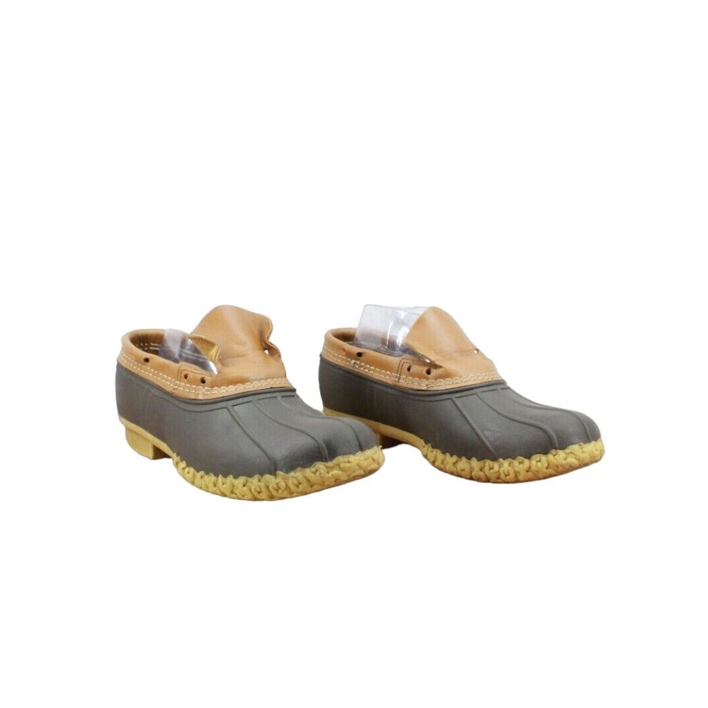 LL BEAN Brown Leather Unlined Slip On Moccasin Rain Duck Boots Size 8 M - Picture 4 of 10